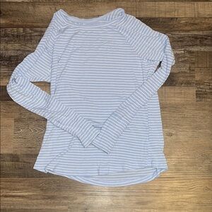 Aerie Light Blue Striped Long Sleeve Top